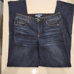 DEMOCRACY WOMEN'S AB SOLUTION SIZE 10 STRAIGHT MID RISE DARK WASH